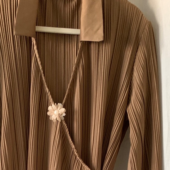 MANGO Wrap midi dress, L Camel - Picture 1 of 4